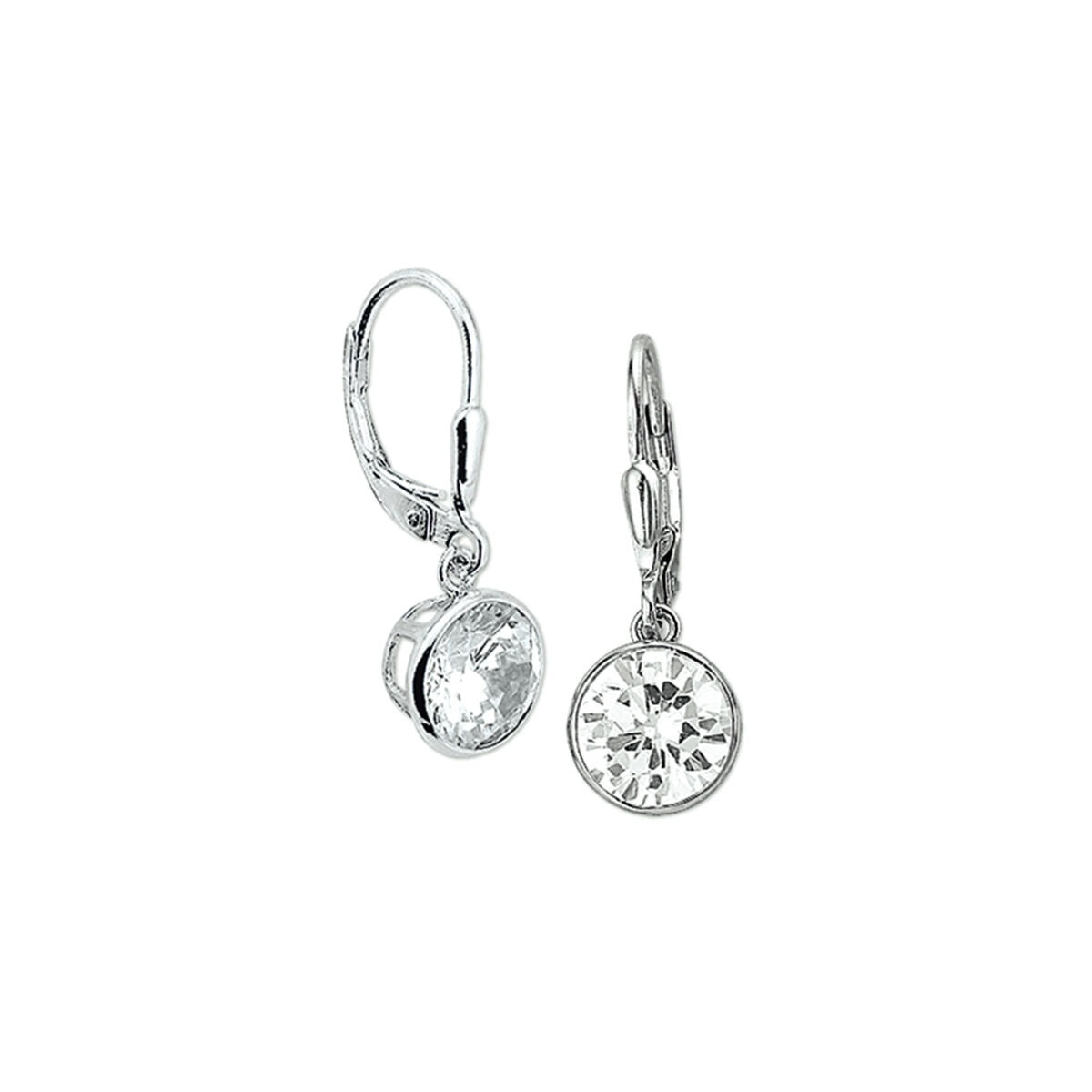 Pendientes largos de plata rodiada con circonitas brillantes.