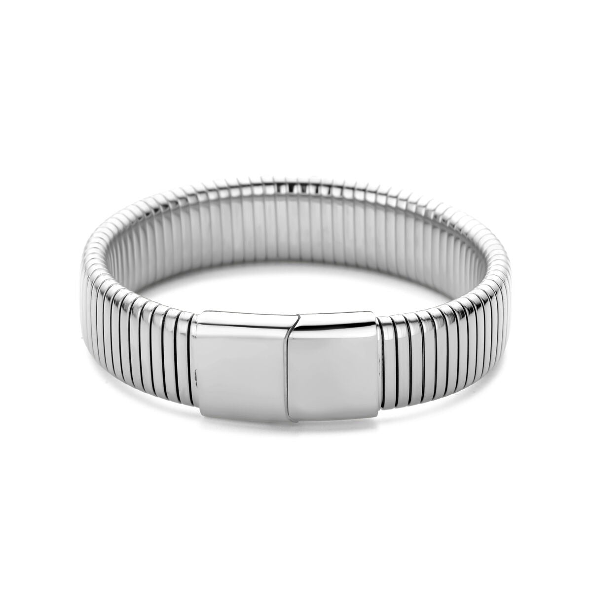 Pulsera de mujer de acero color plata 15 mm 18,5 cm