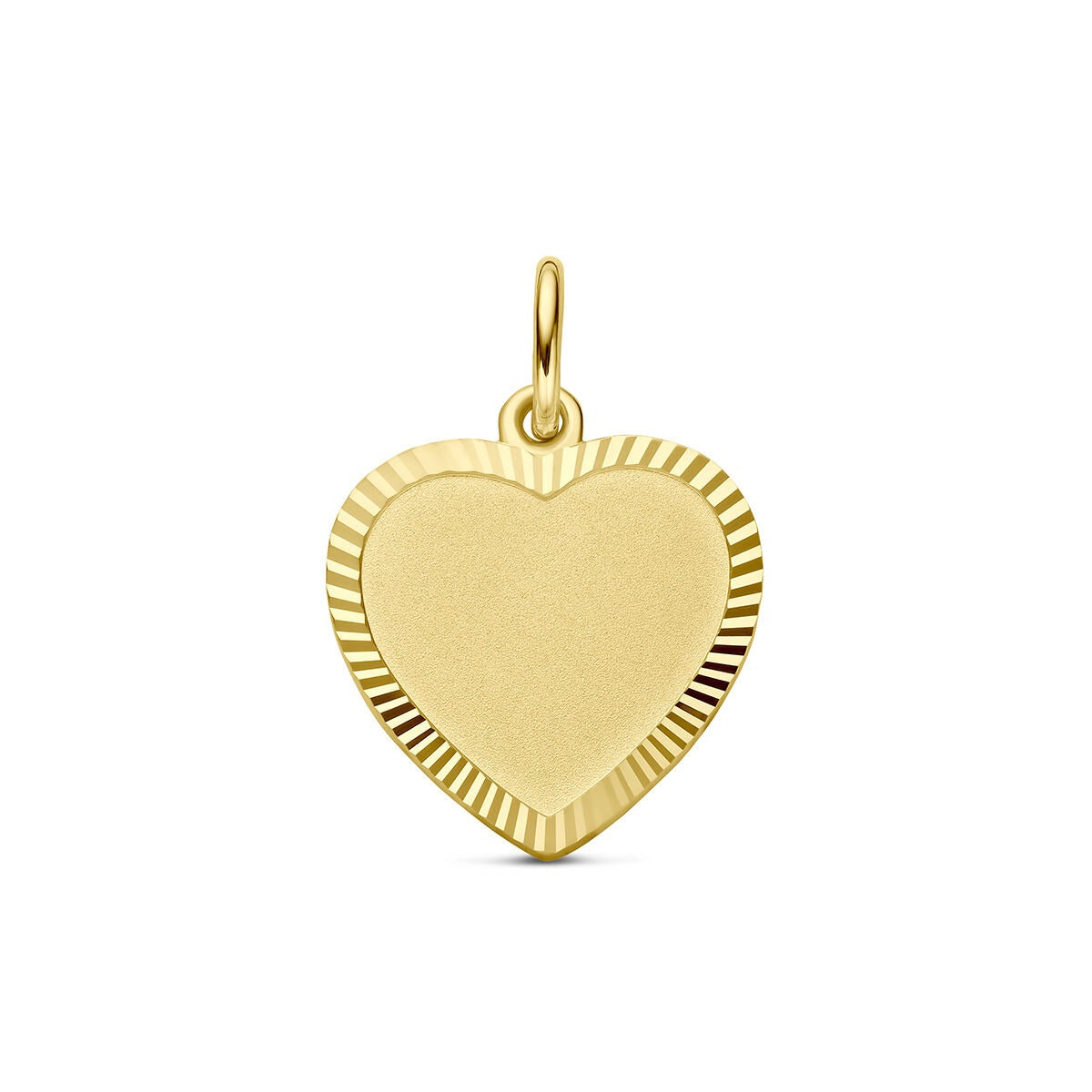 Colgante en forma de corazón de oro amarillo de 9 quilates con acabado diamantado.