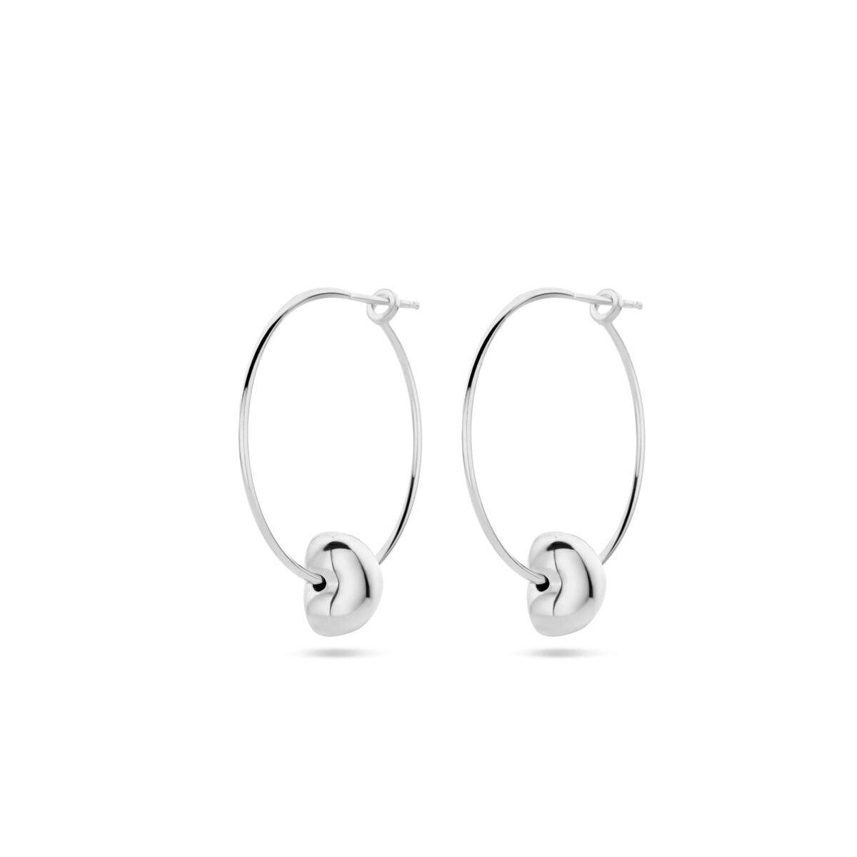 Pendientes de mujer de plata con corazón – rodiados 31 mm