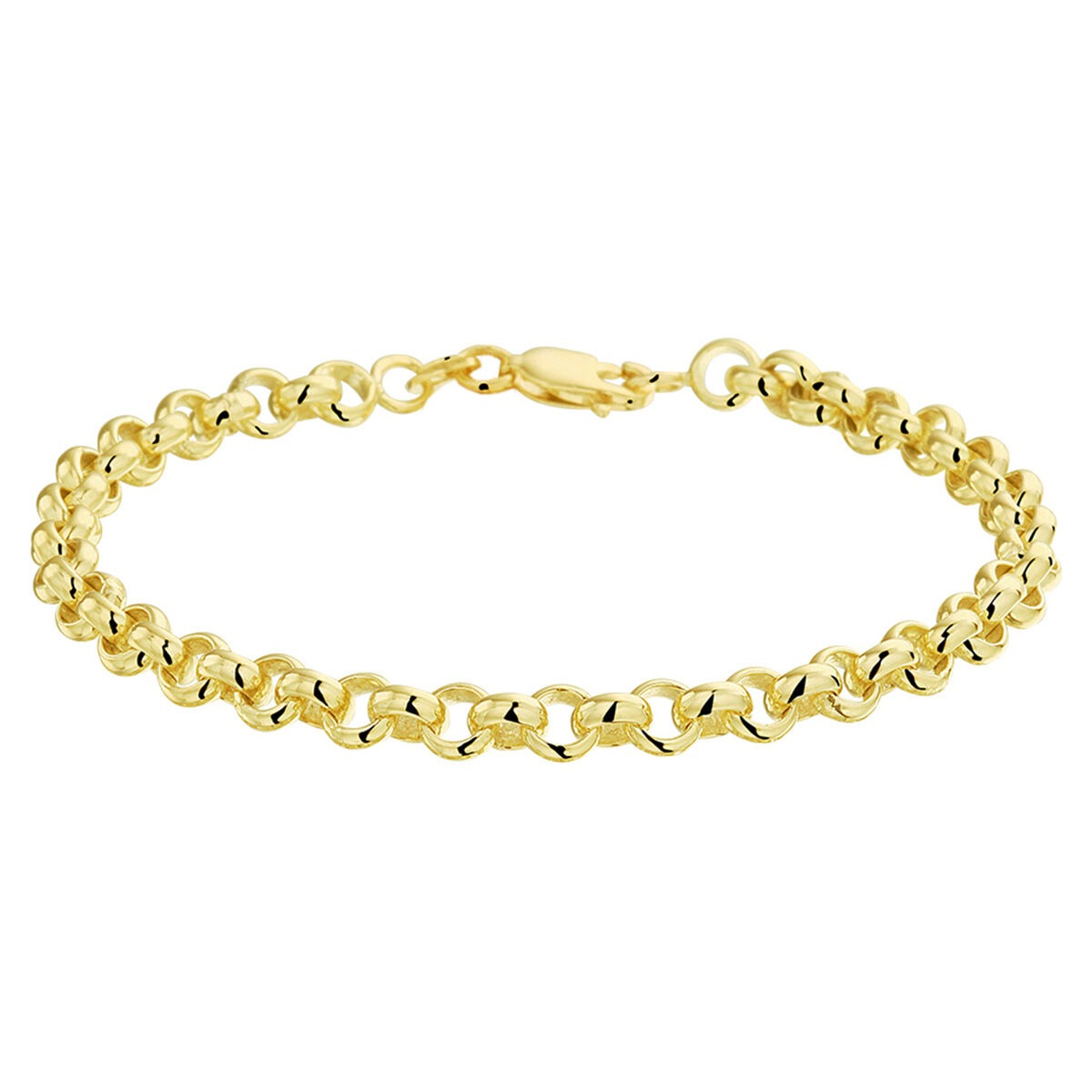 Pulsera de jasseron de oro amarillo de 14 quilates con acabado brillante y eslabones redondeados.