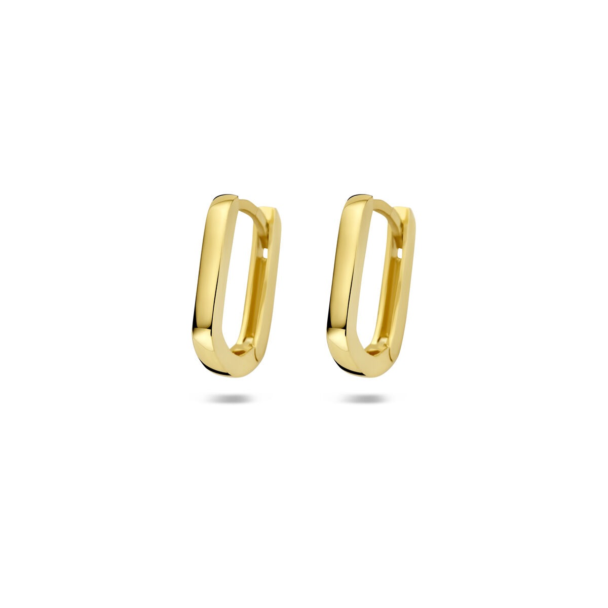 Pendientes de aro rectangulares de 9k en oro amarillo para dama.