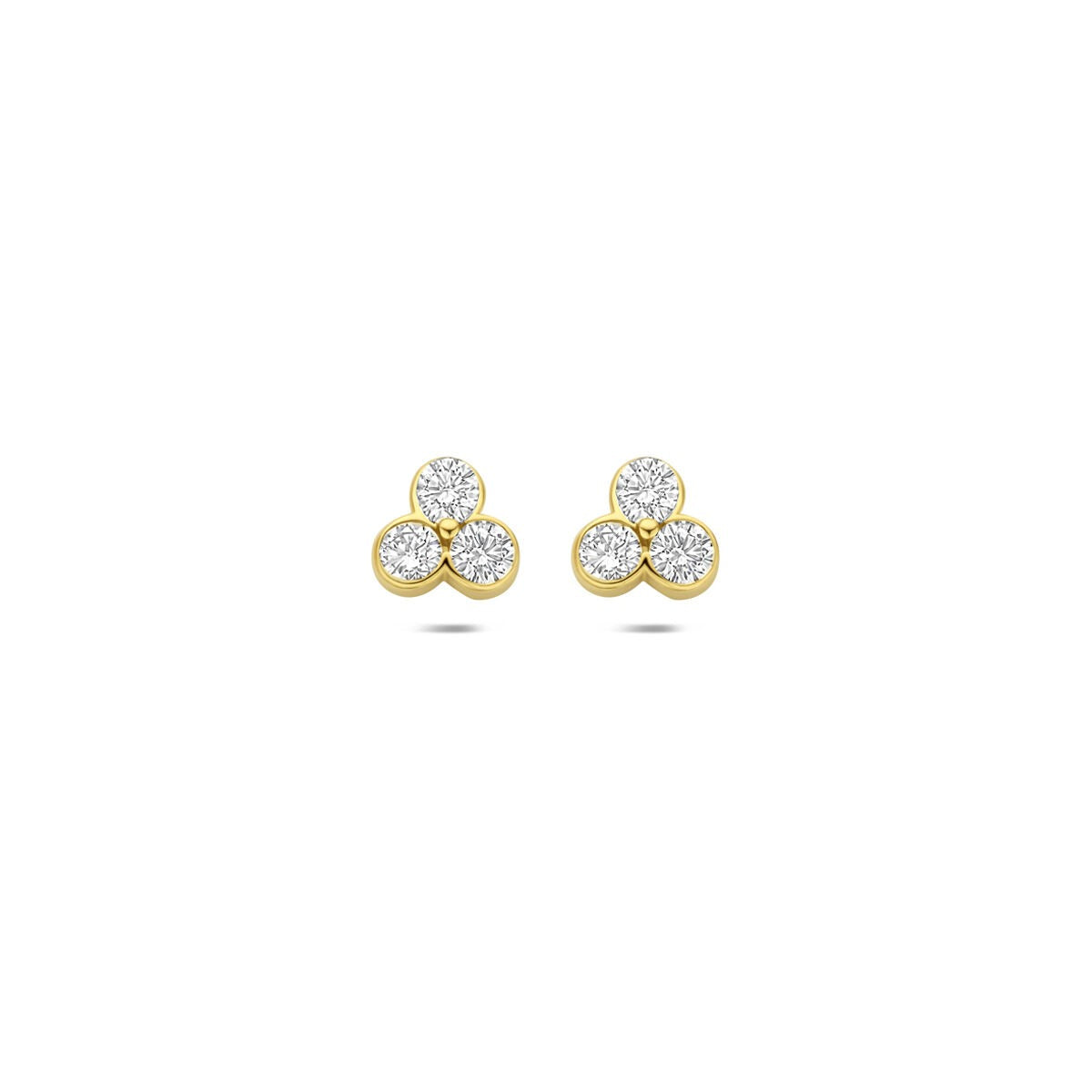 Pendientes de oro amarillo de 14k con diamantes de laboratorio de 0,52 ct en forma de trébol.