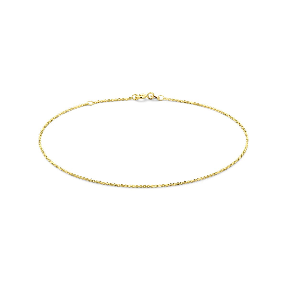 Anklet de oro amarillo de 14k con eslabones de ancla planos.