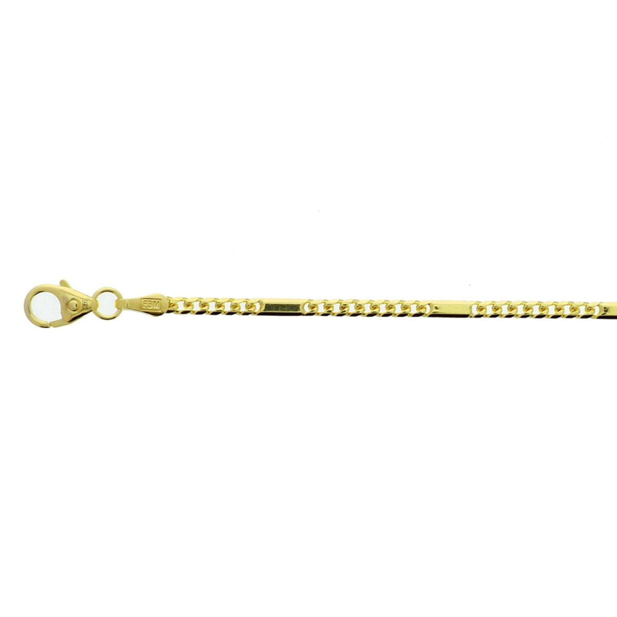 Cadena gourmette de 14k en oro amarillo con eslabones de 2 mm y cierre de langosta.