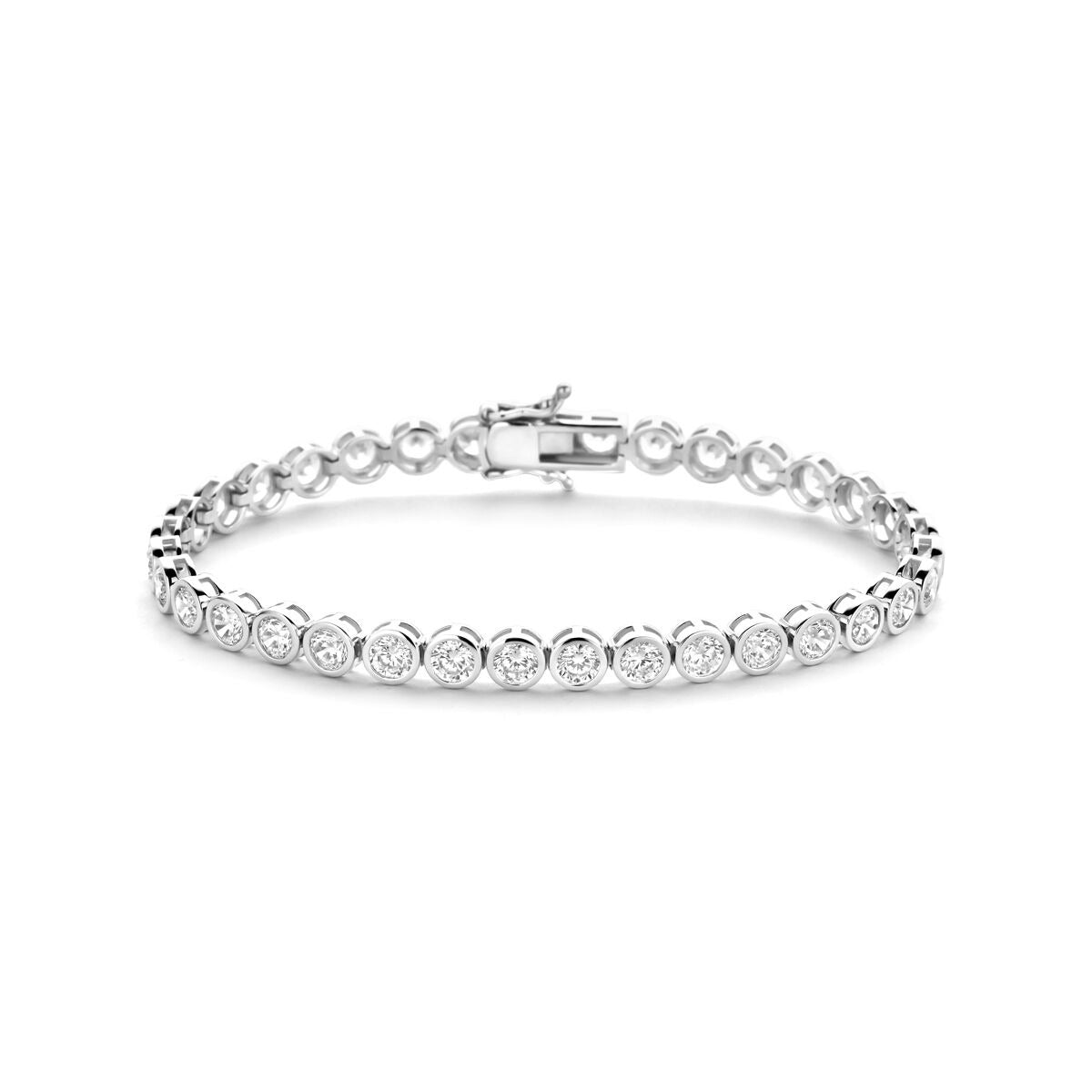 Pulsera de tenis de plata rodiada con circonitas, 5.3 mm de ancho.
