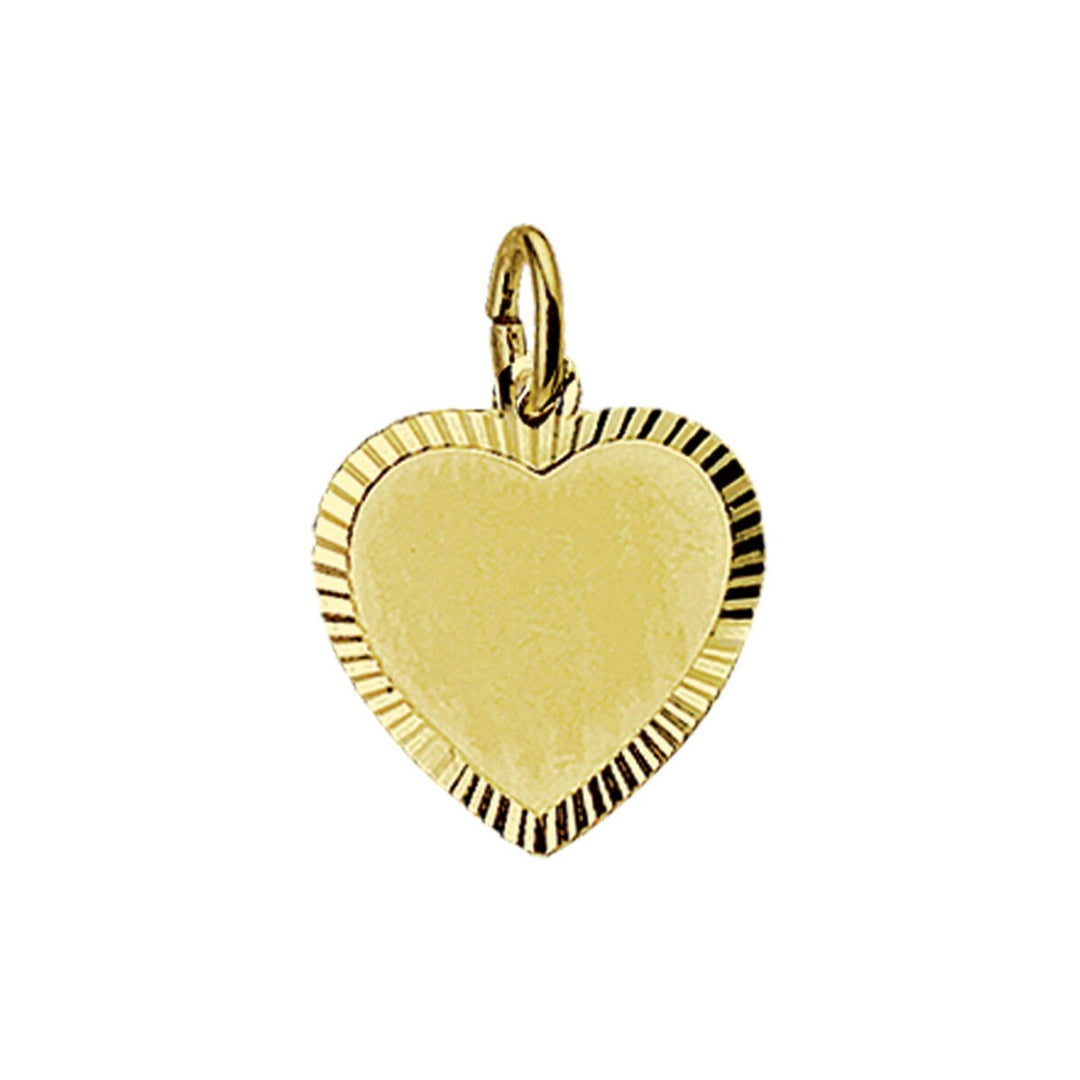 9k Geelgouden graveerhanger gediamanteerd