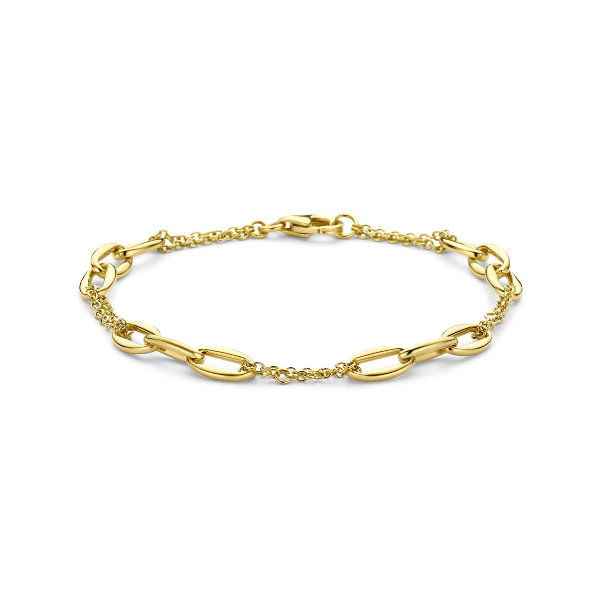 Pulsera de eslabones en oro amarillo de 14k con diseño de ancla.