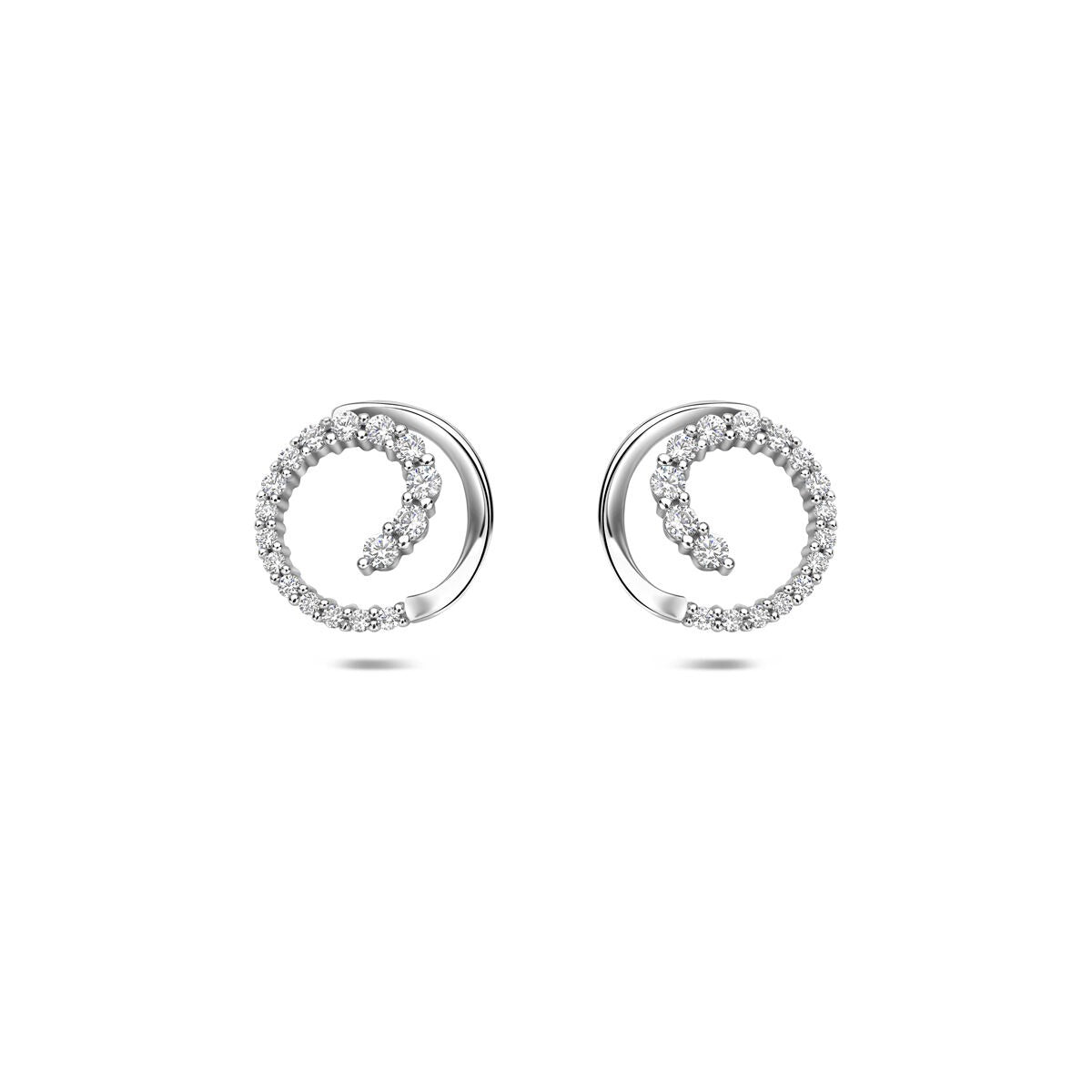 Pendientes de plata con circonitas, diseño en forma de círculo brillante de 9,5 mm.