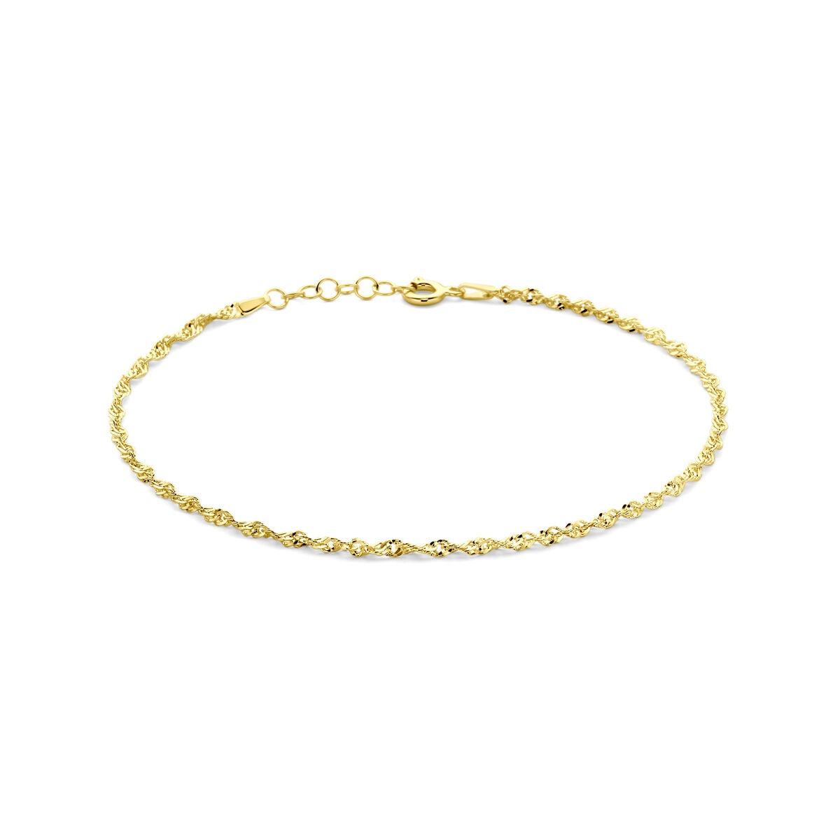Anillo de tobillo dorado en plata 925 con eslabones de Singapore.