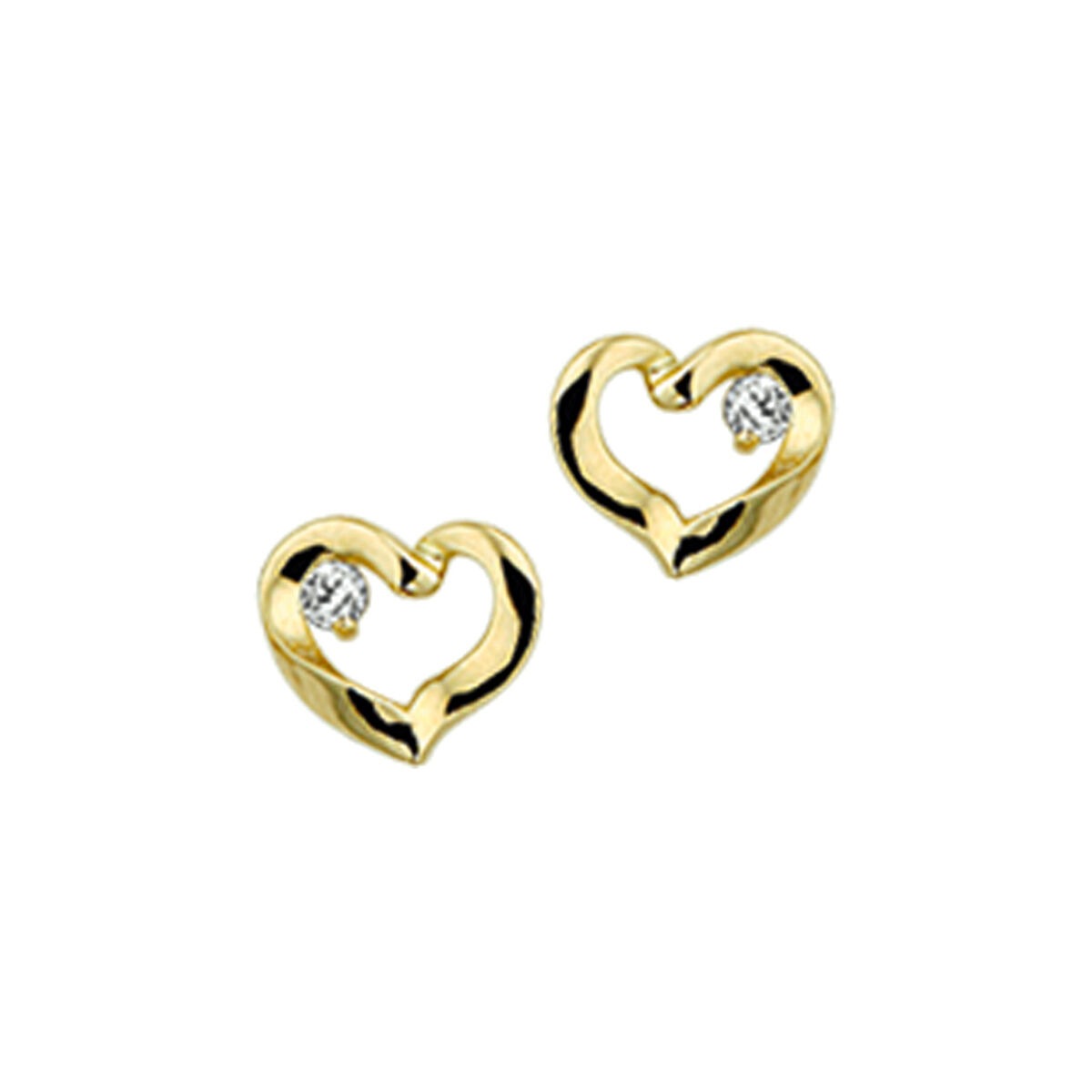Pendientes de corazón de oro con circonitas – 14k