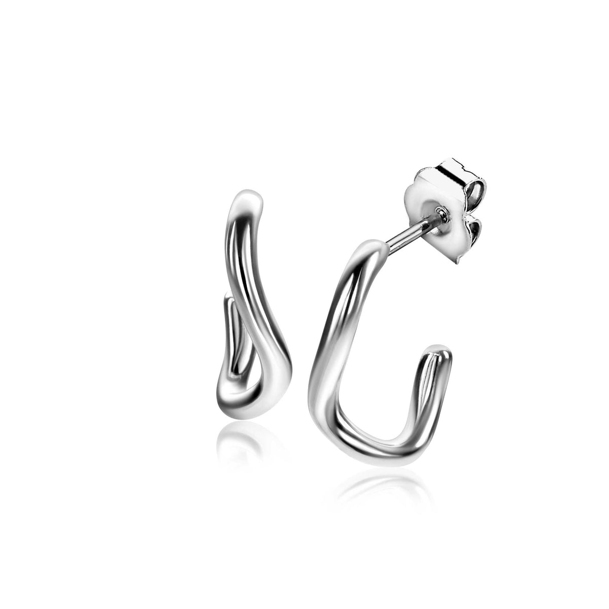 Pendientes de plata con forma ondulada y cierre de presión.