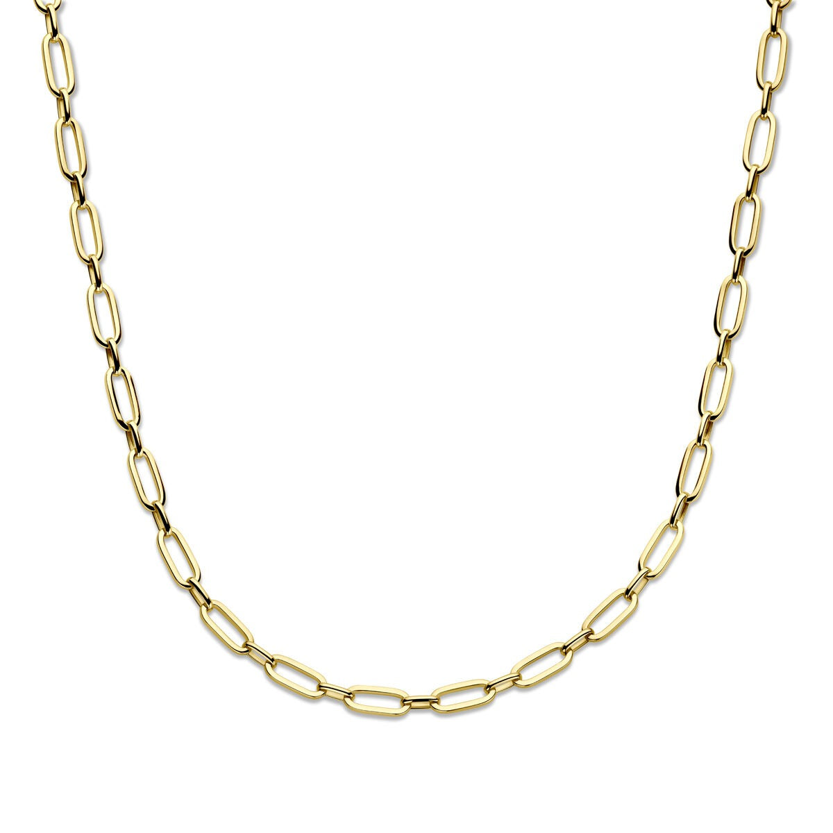 Collar de ancla de oro amarillo de 14k, con eslabones ovalados de 6.5 mm de ancho.