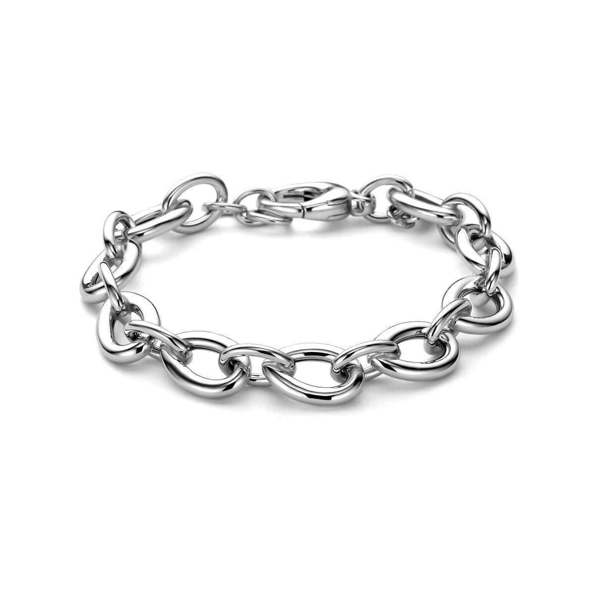 Pulsera de anclas ancha en plata rodiada de 11 mm y 19,5 cm de longitud.