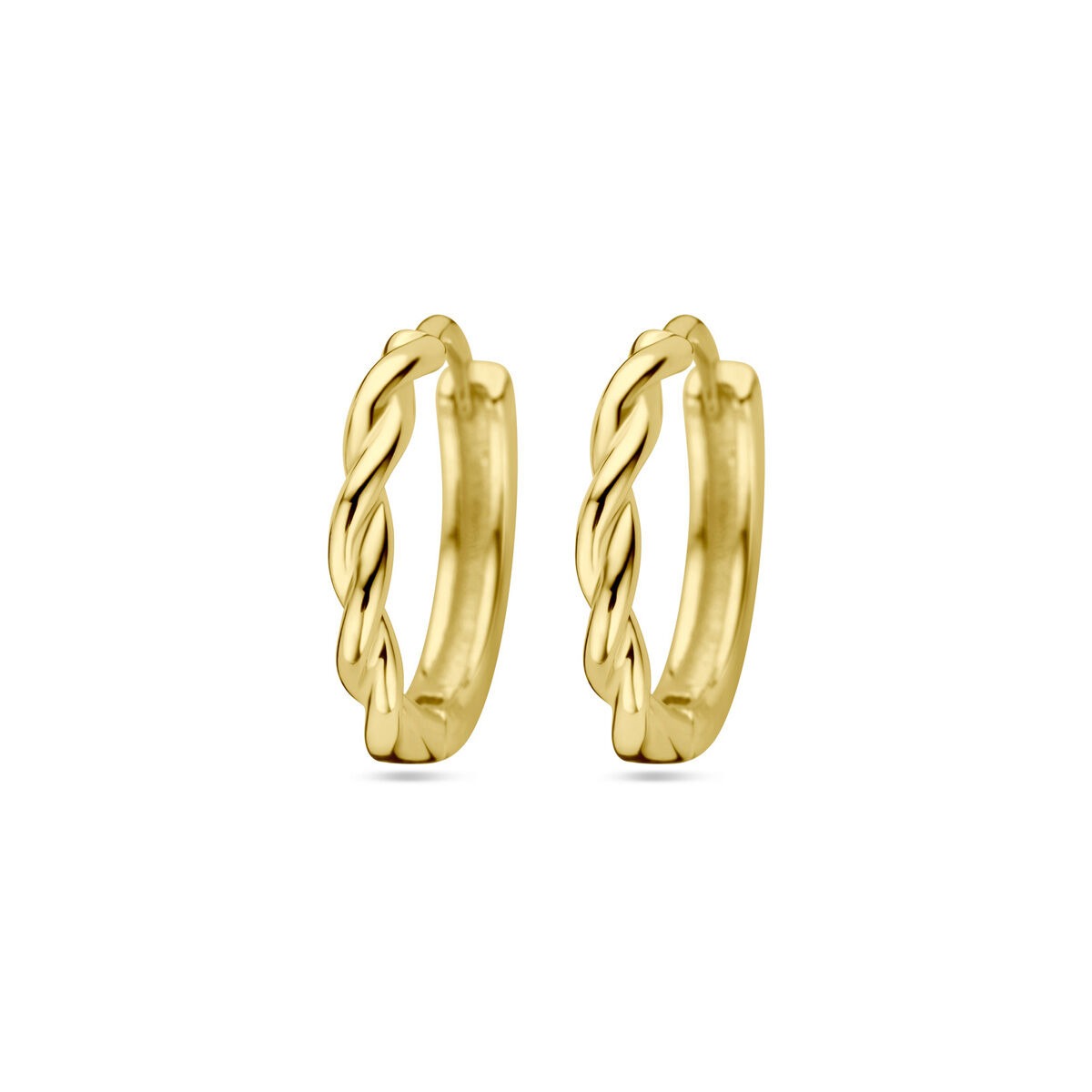 Pendientes de aro dorados, con diseño trenzado, de 13x2 mm.