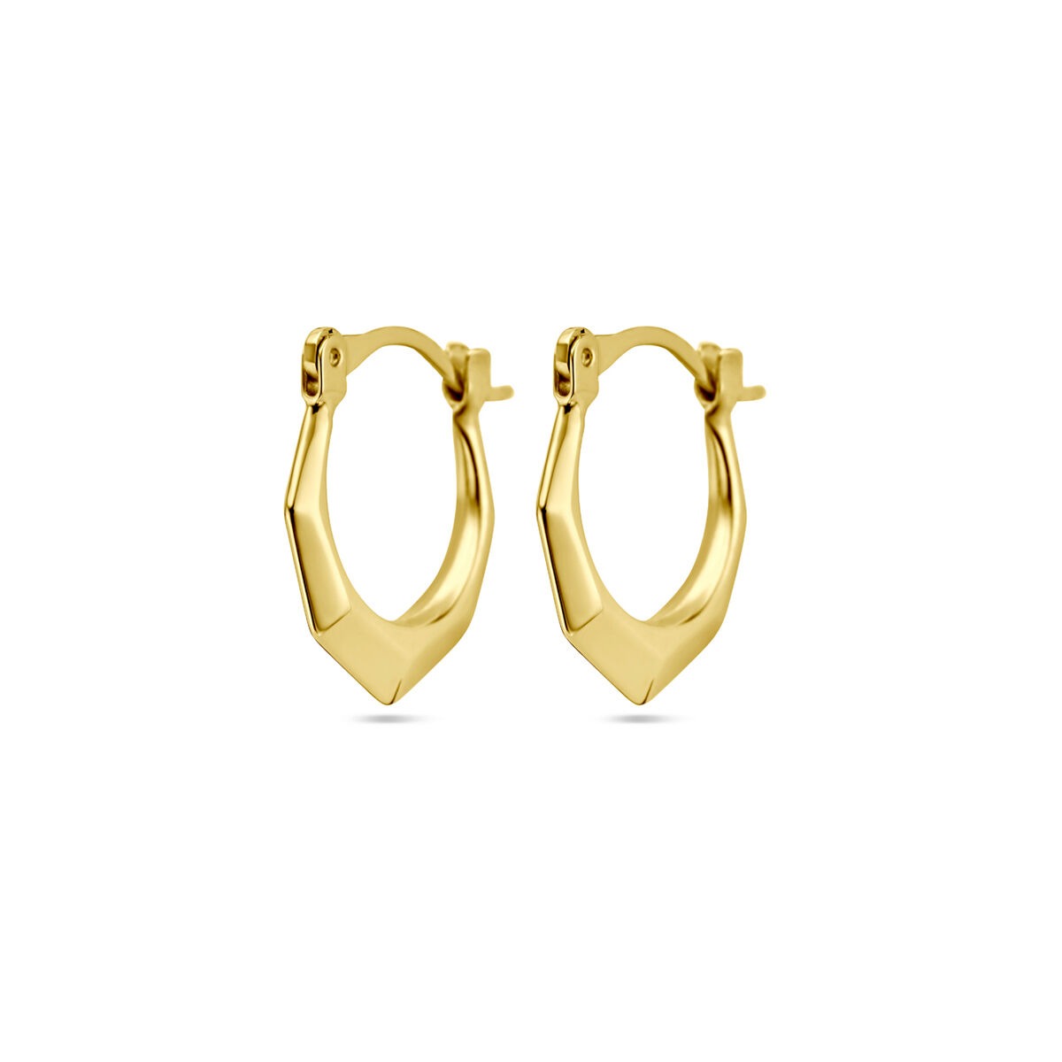 Pendientes de aro de oro amarillo de 14k con diseño lapidado y forma angular.