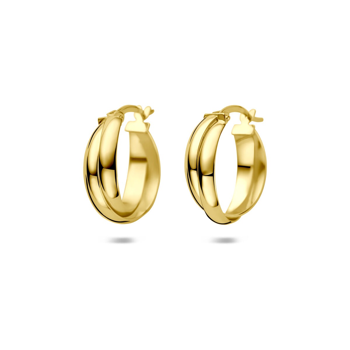 Aros de oro amarillo de 14k con cierre de bisagra, de 16,5 mm de diámetro.