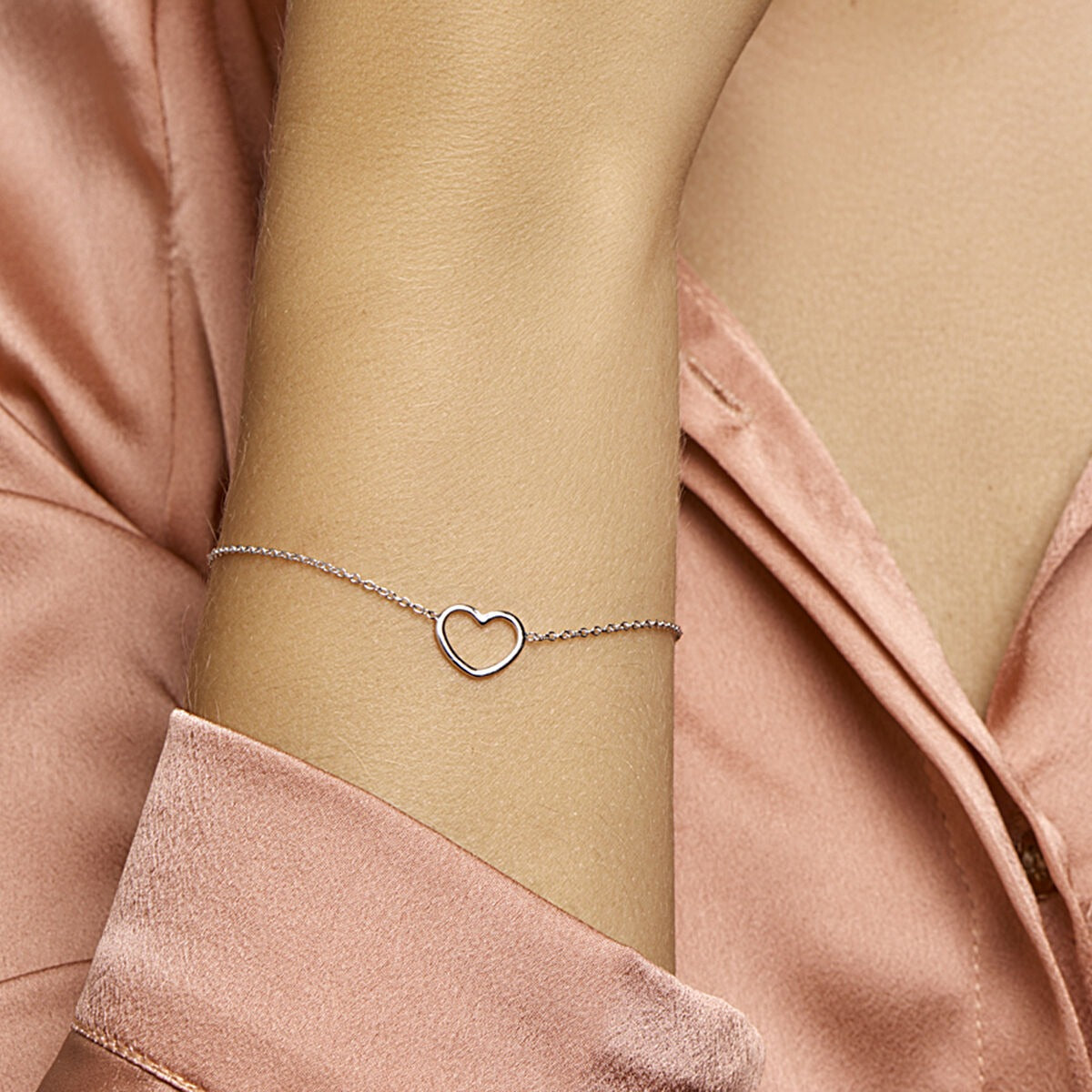 Pulsera de plata con corazón – plata 925 rodiada
