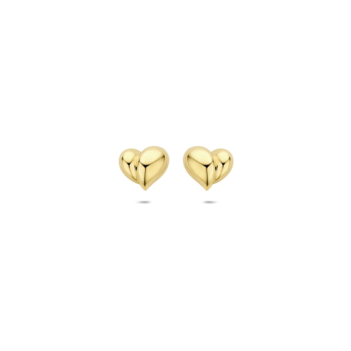 Pendientes de corazón en oro amarillo de 14 quilates, con un diseño pulido y brillante.