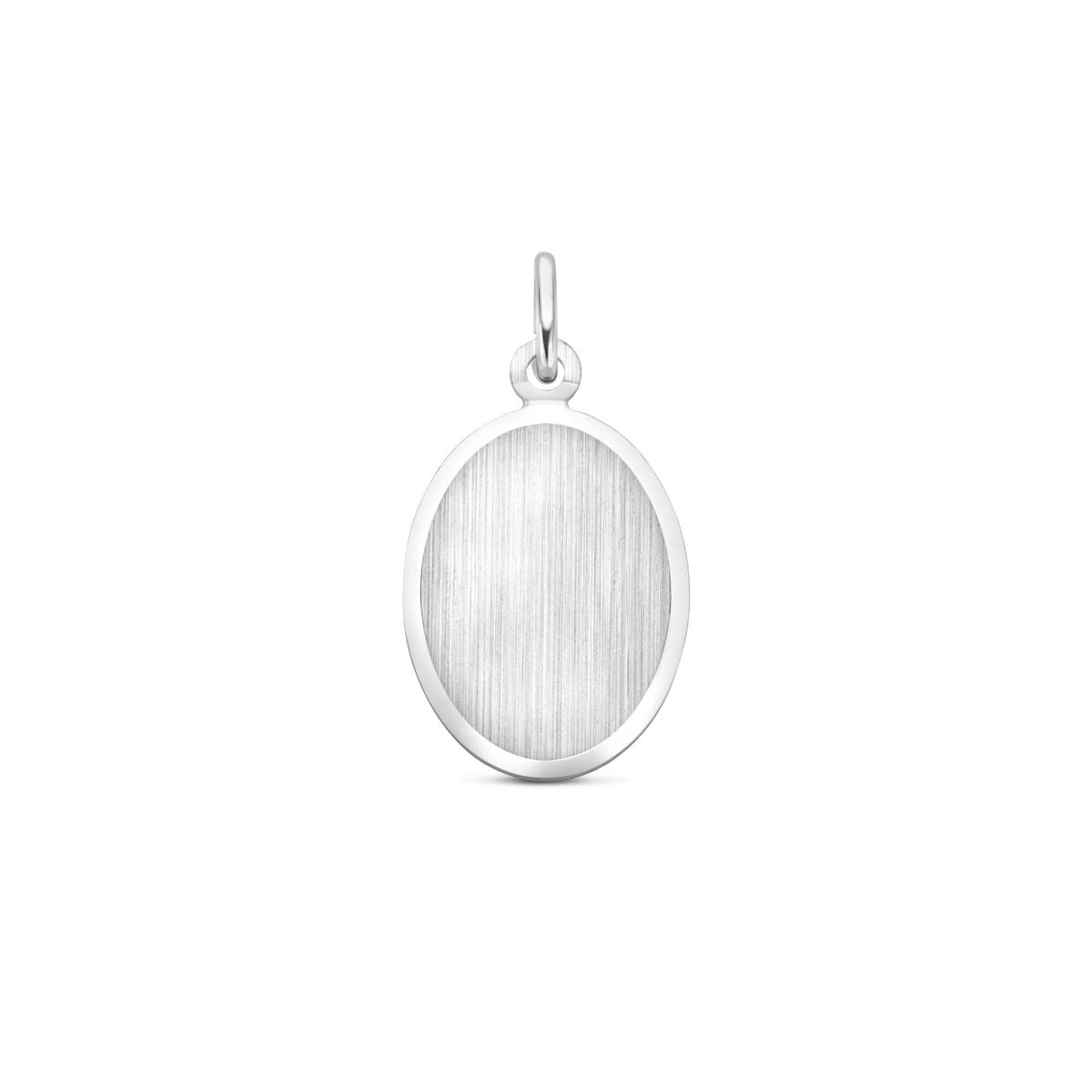Colgante ovalado de plata 925 con acabado mate y diamantado, recubierto de rodio.