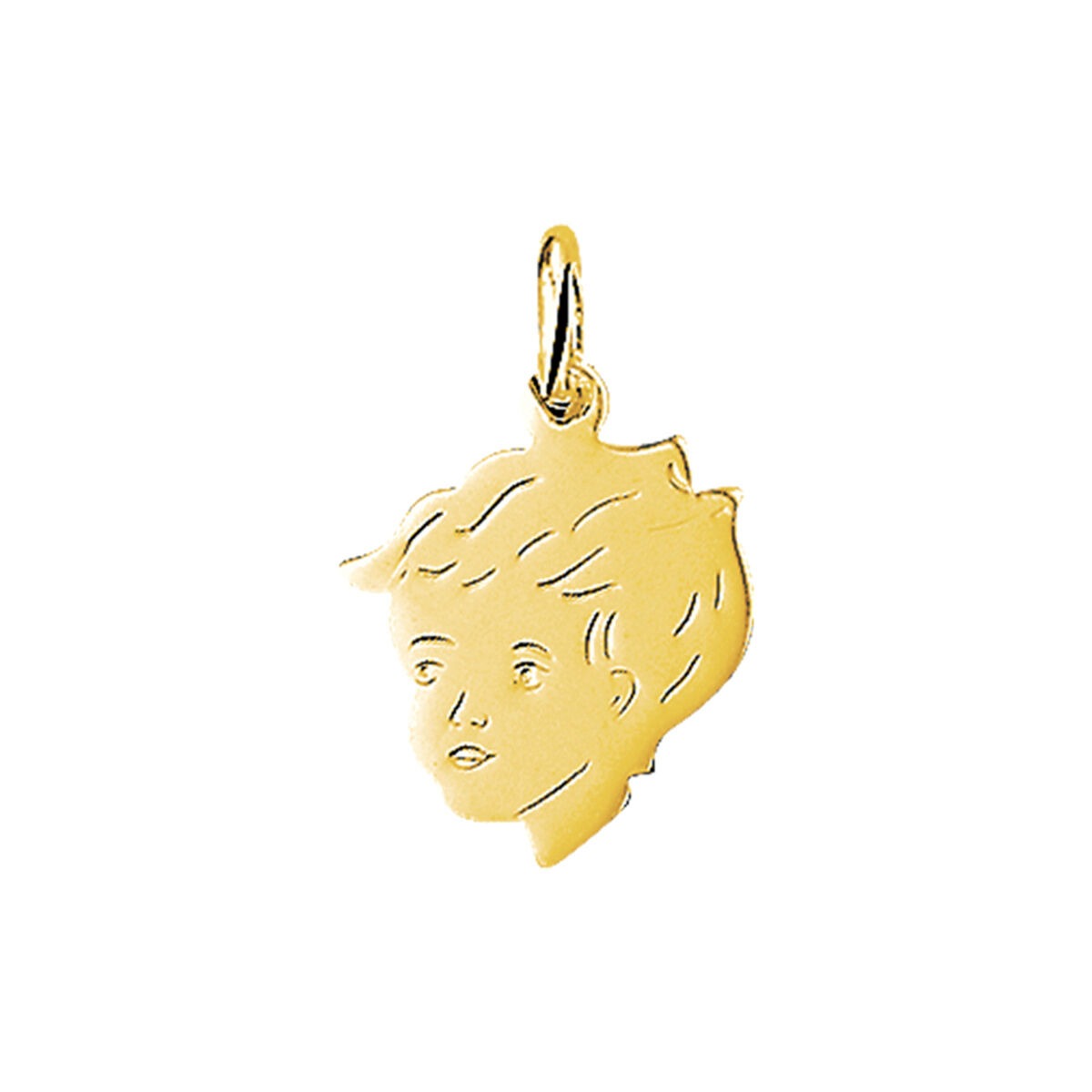 Colgante de oro amarillo de 9k con la forma de la cabeza de un niño.