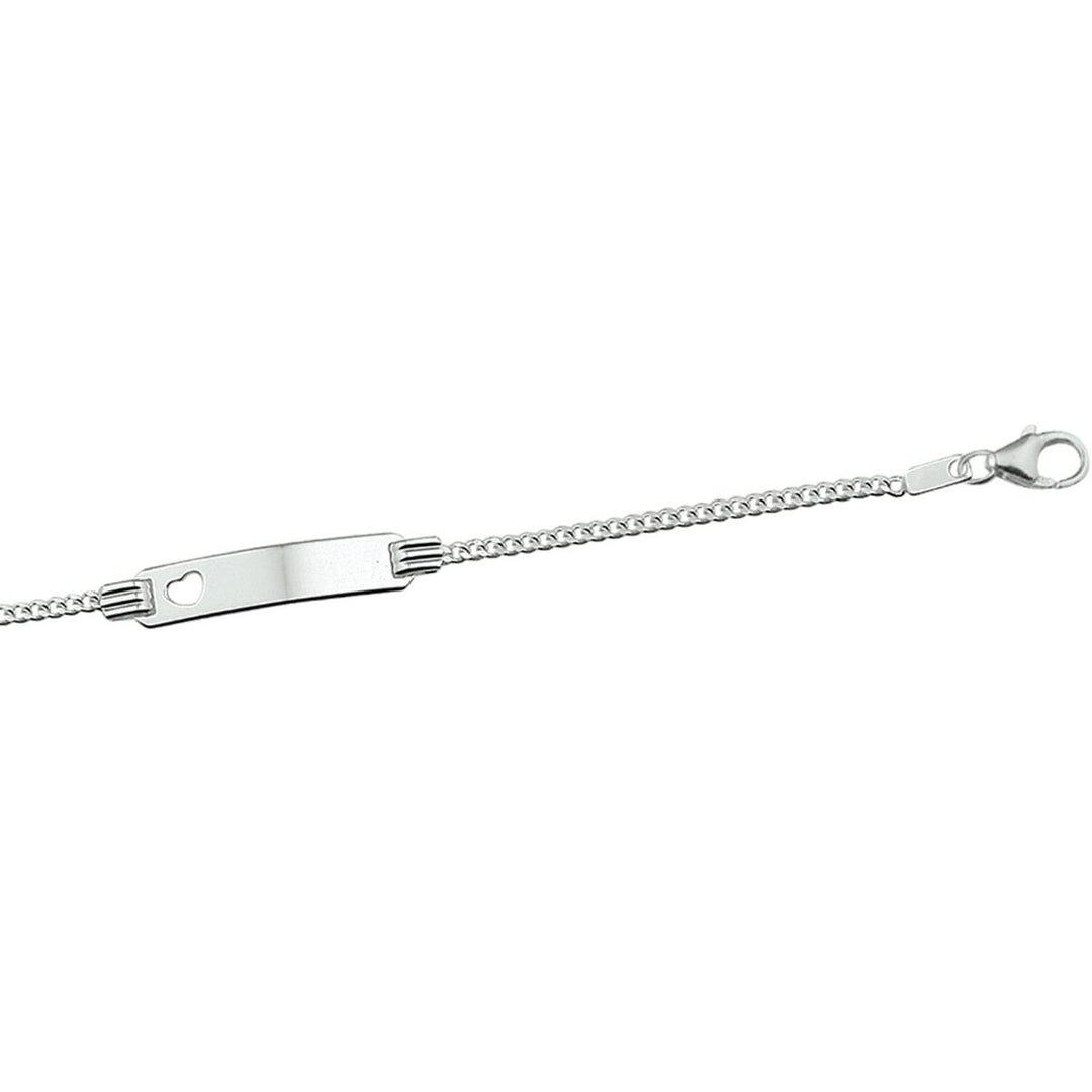 pulsera de grabado corazón gourmette placa 4,8 mm plata rodiada