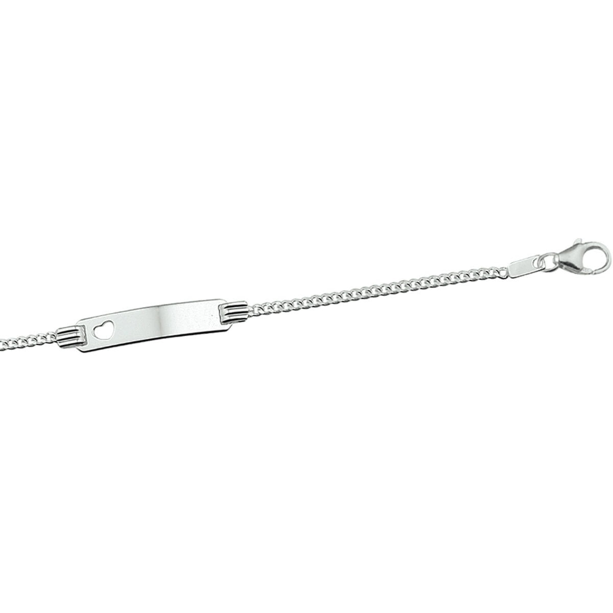 pulsera de grabado corazón gourmette placa 4,8 mm plata rodiada