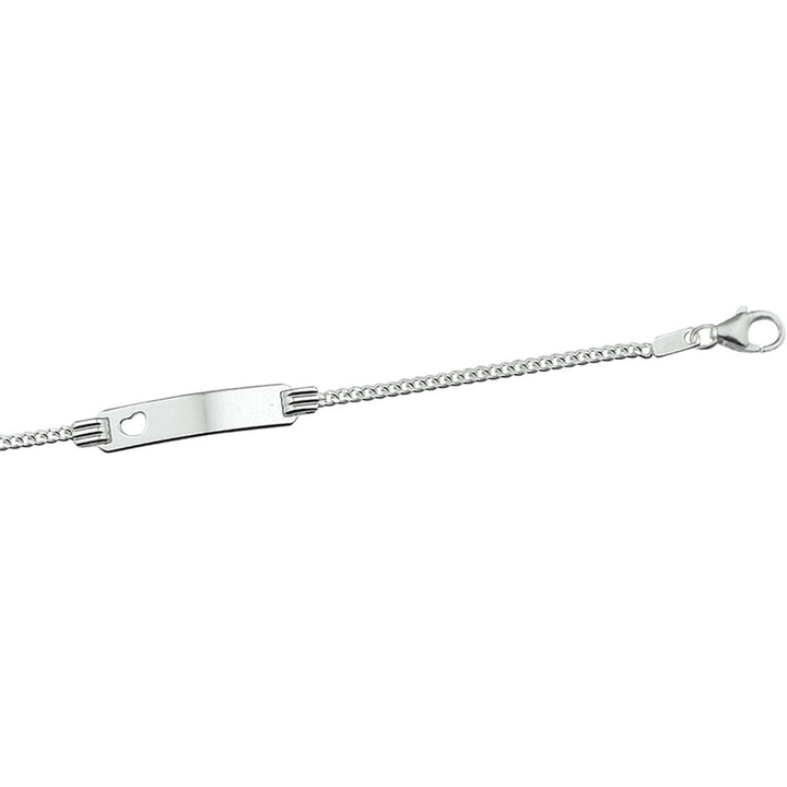 pulsera de grabado corazón gourmette placa 4,8 mm plata rodiada