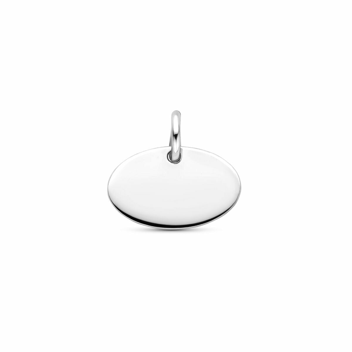 Colgante ovalado de plata 925 con acabado en rodio, ideal para grabar.
