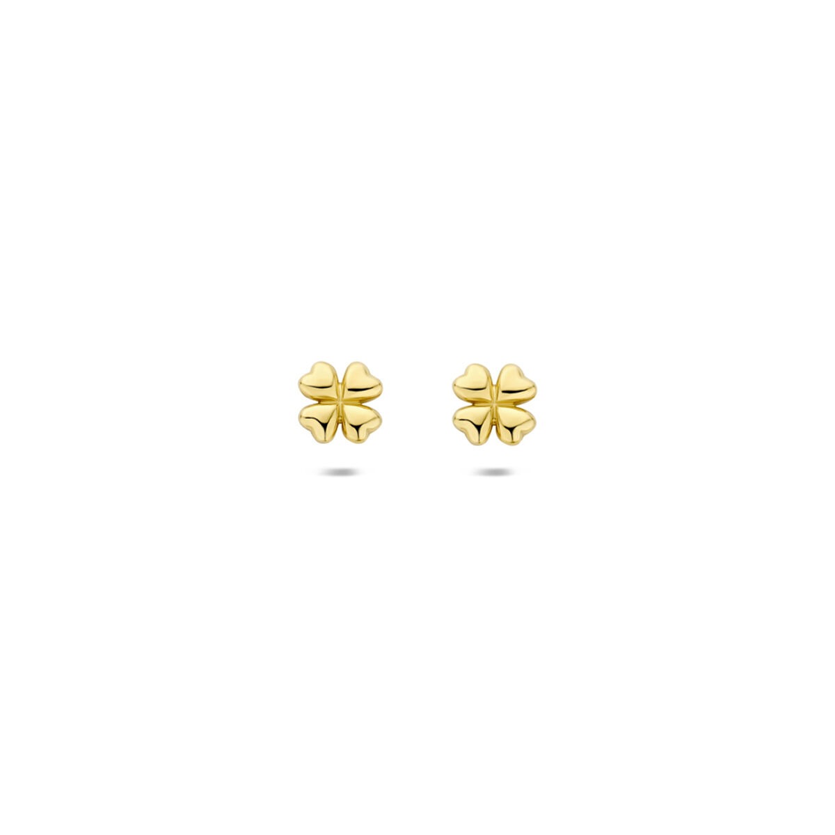 Pendientes de oro amarillo en forma de trébol.