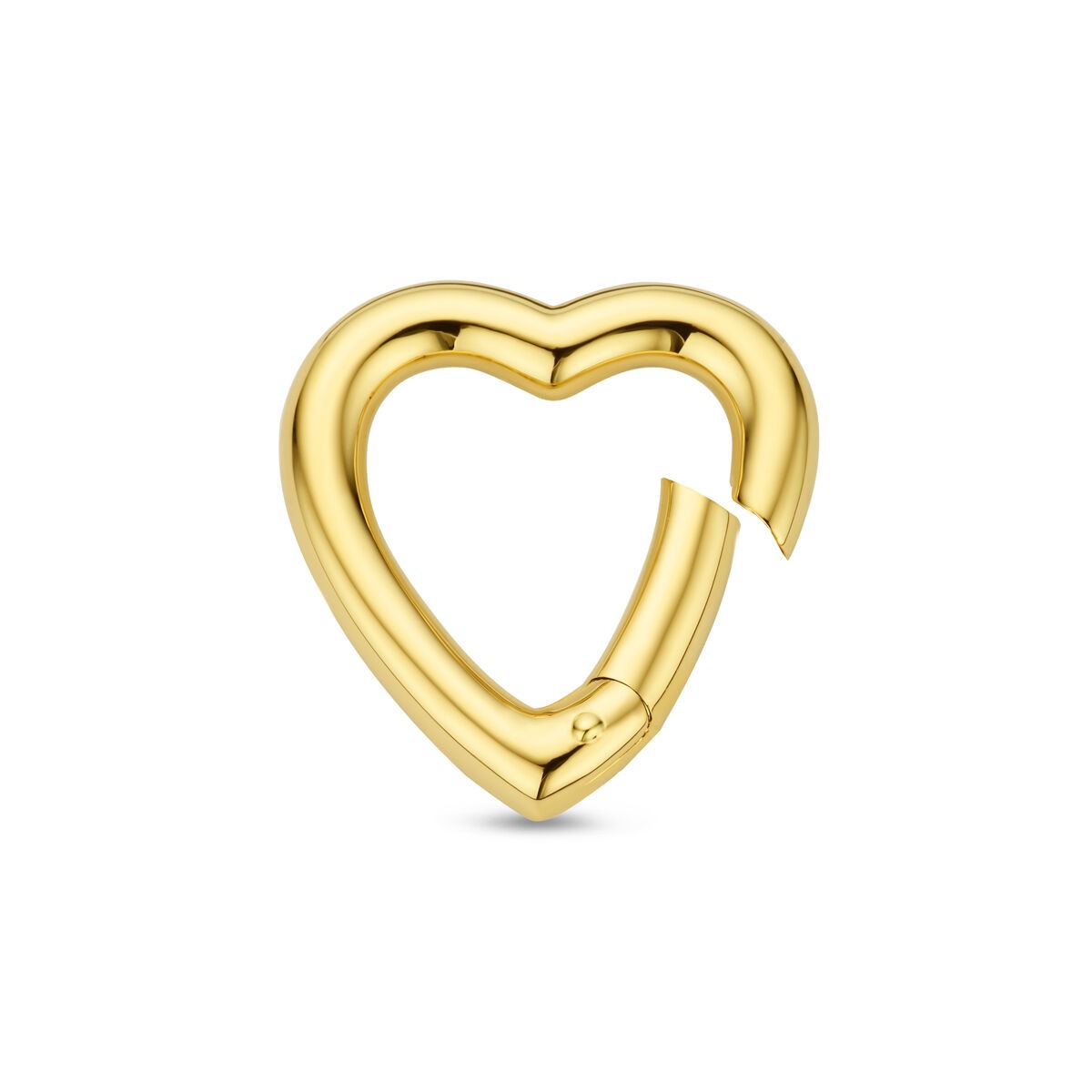 Conector en forma de corazón de 14k en oro amarillo, con un acabado brillante y suave.
