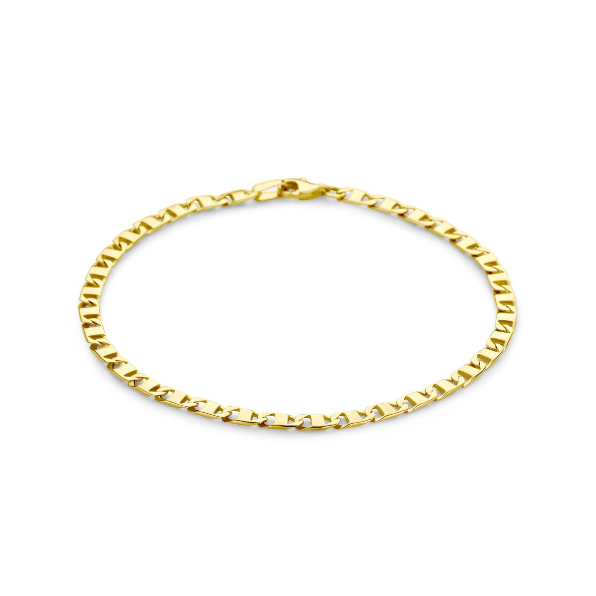 Pulsera de hombre en oro amarillo de 14k con eslabones de ancla de 3.5 mm.
