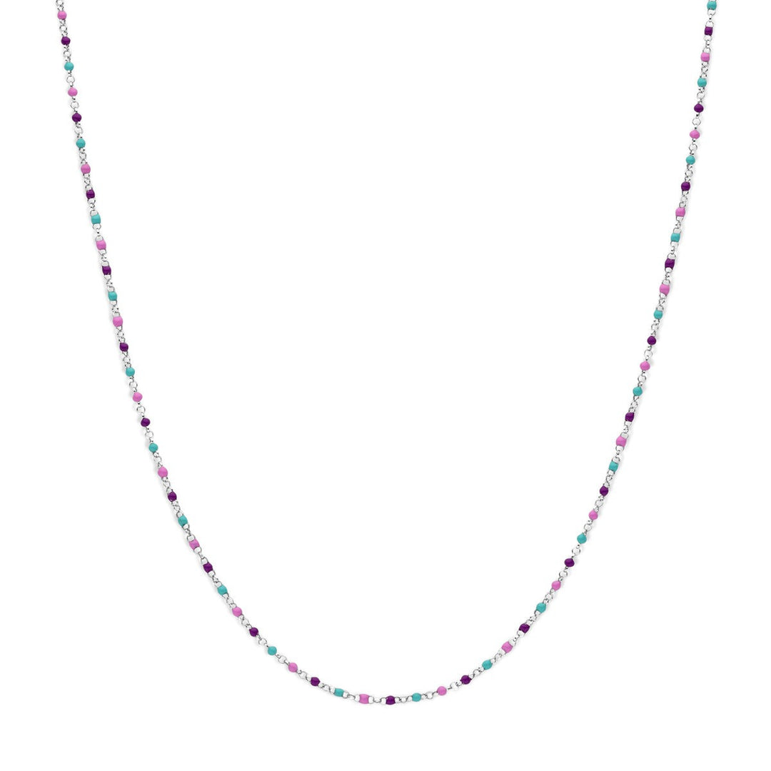 Gerhodineerd Zilveren Kindercollier met Emaille Bolletjes – 36-40cm