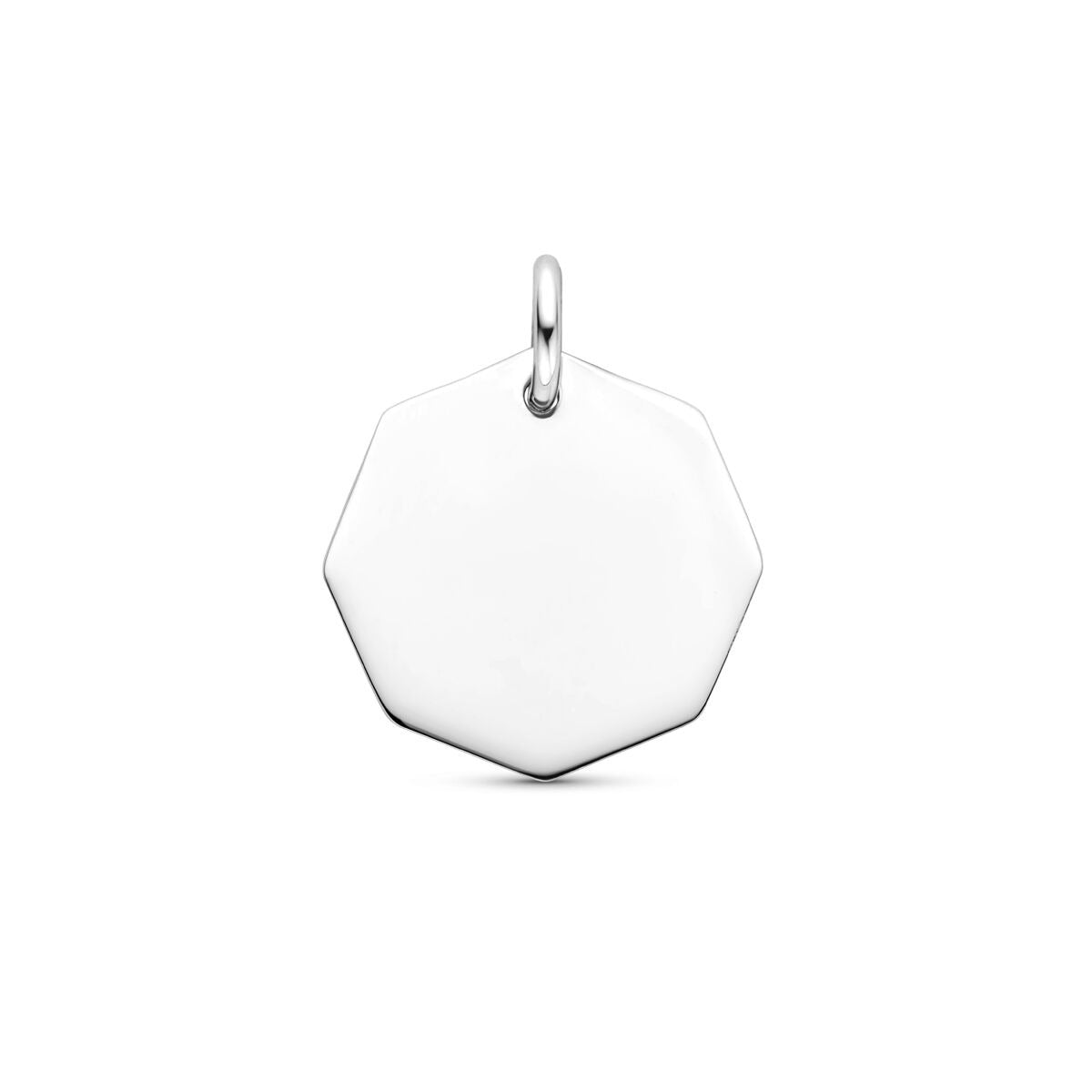 Colgante cuadrado de plata 925 con acabado en rodio, superficie lisa y brillante.