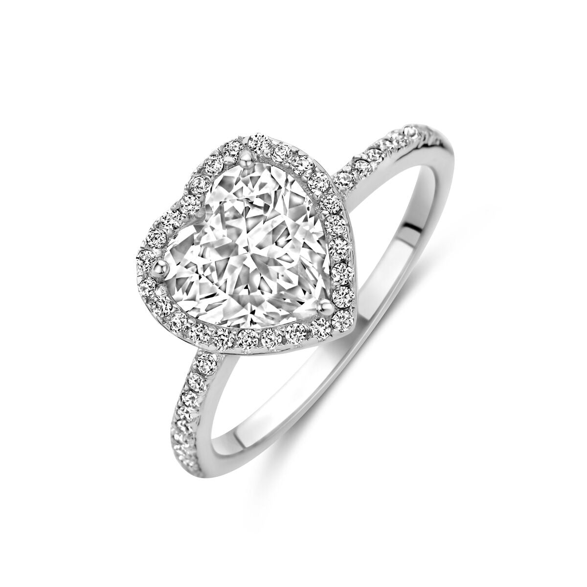 Anillo de mujer de plata – forma de corazón con circonita