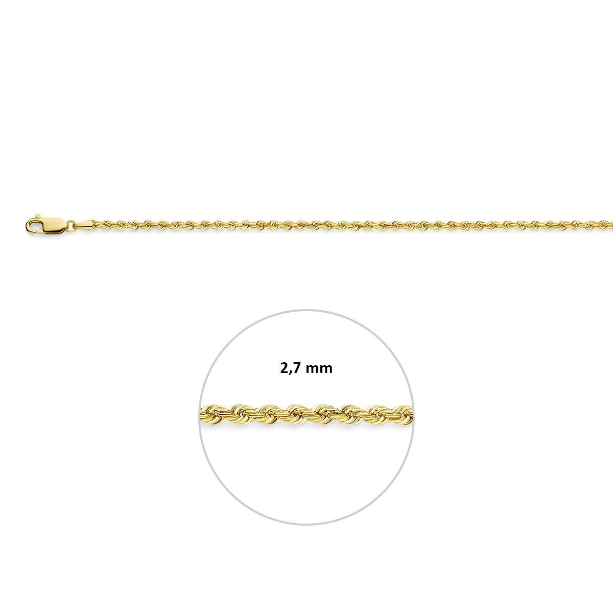 Anillo de oro de 14k con cadena de cordón
