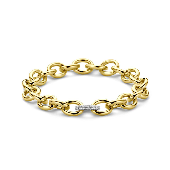 14k Bicolor Geel- en Witgouden Armband met Diamant