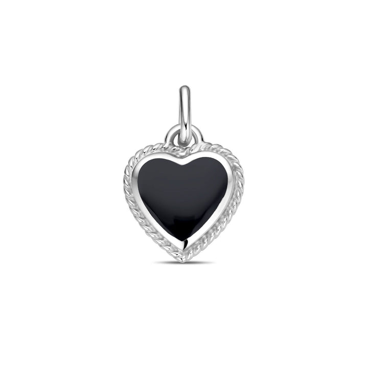Gerhodineerd Zilveren Hanger met Onyx – Hartvorm 20.5mm