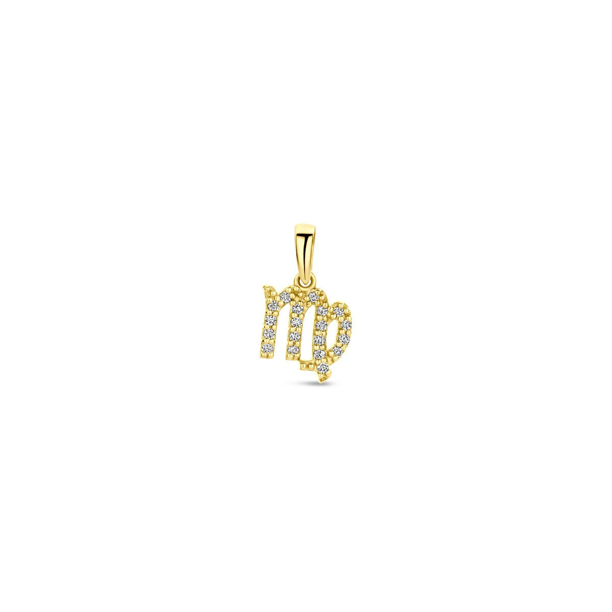 Colgante de signo zodiacal en oro amarillo de 14k con diamantes.