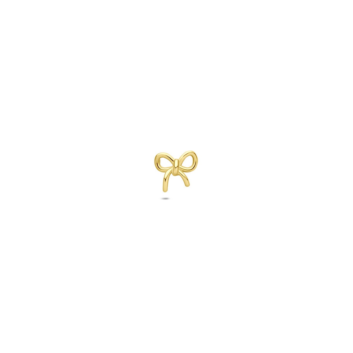 Pendiente de lazo en oro de 9 quilates, con un acabado brillante y forma delicada.