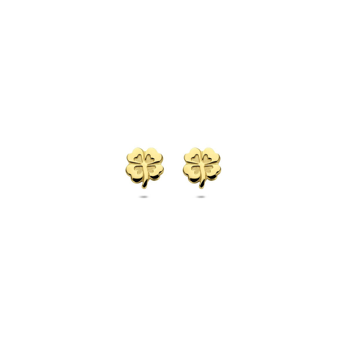 Pendientes de oro amarillo con forma de trébol de 14k.