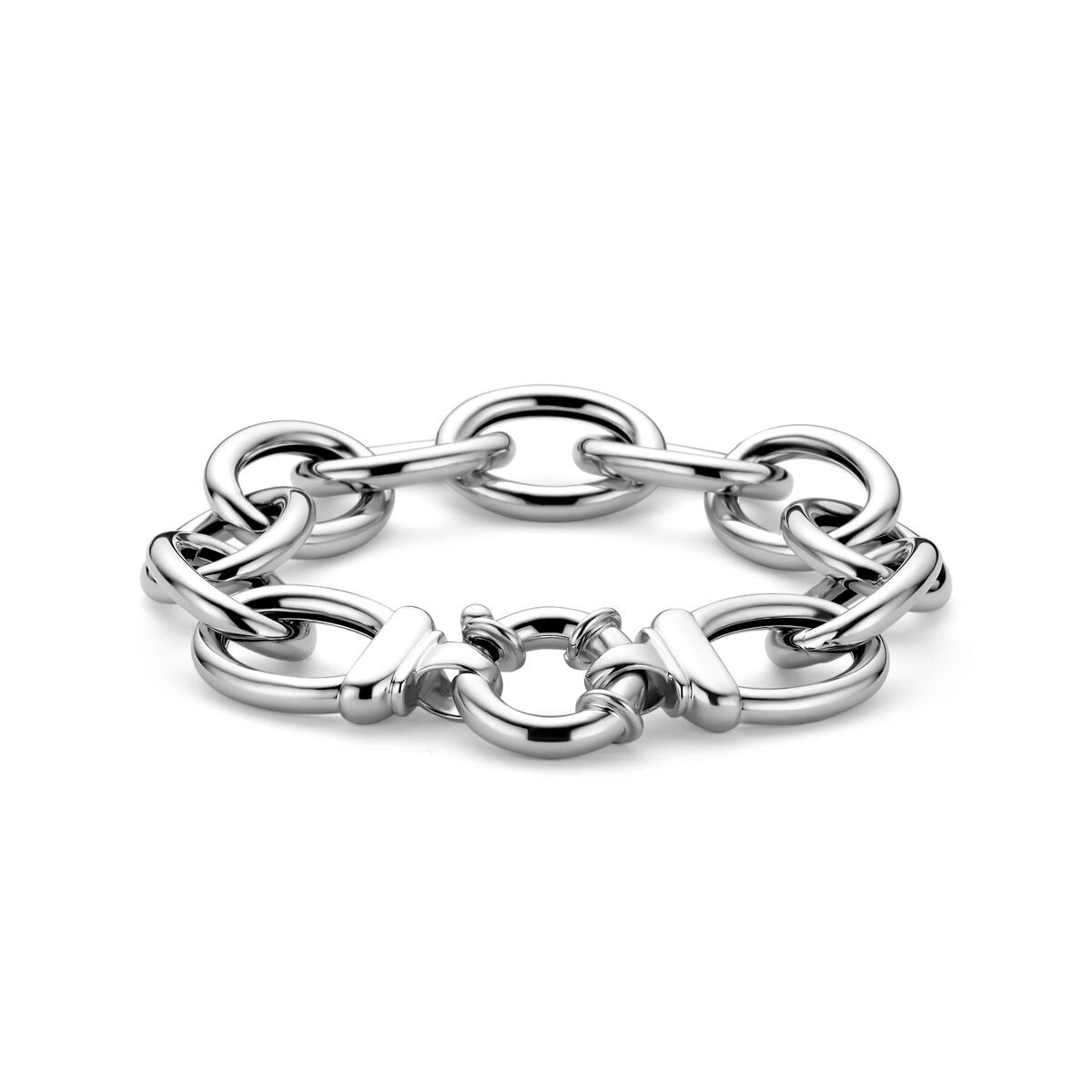 Pulsera de plata 925 rodiada con eslabones en forma de ancla.