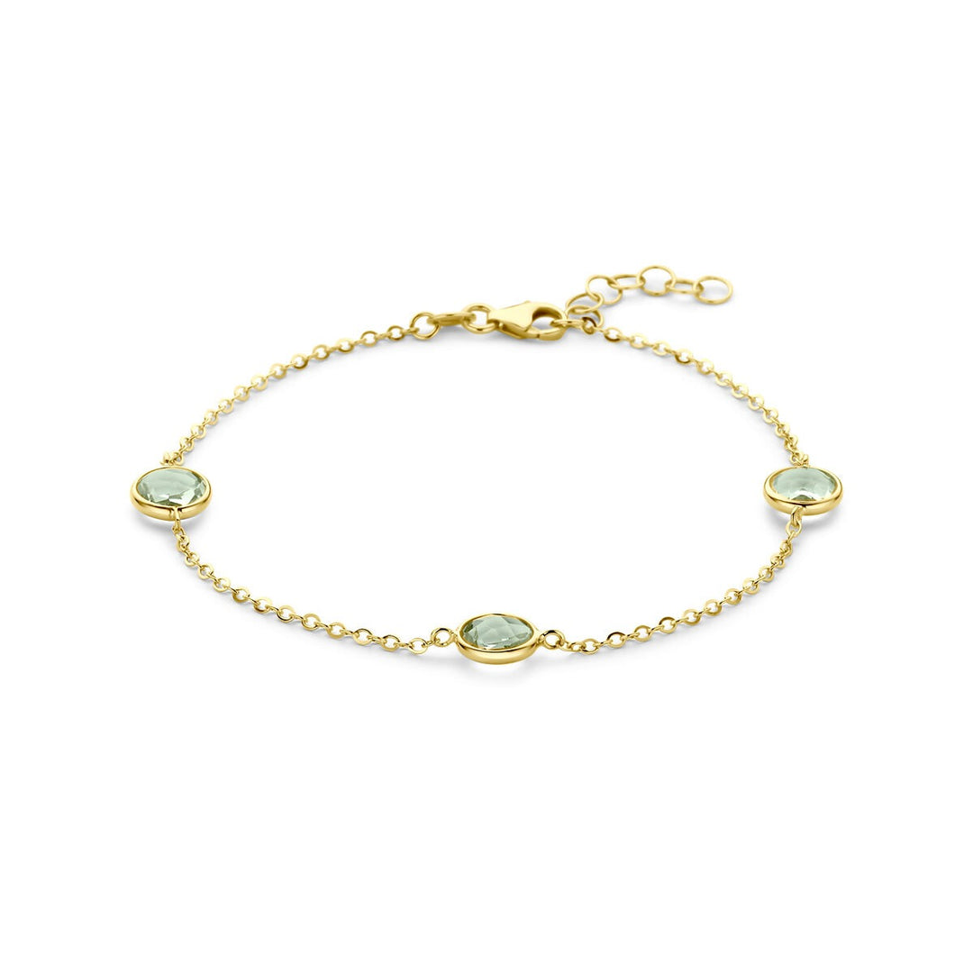 14k Geelgouden armband met groene amethist