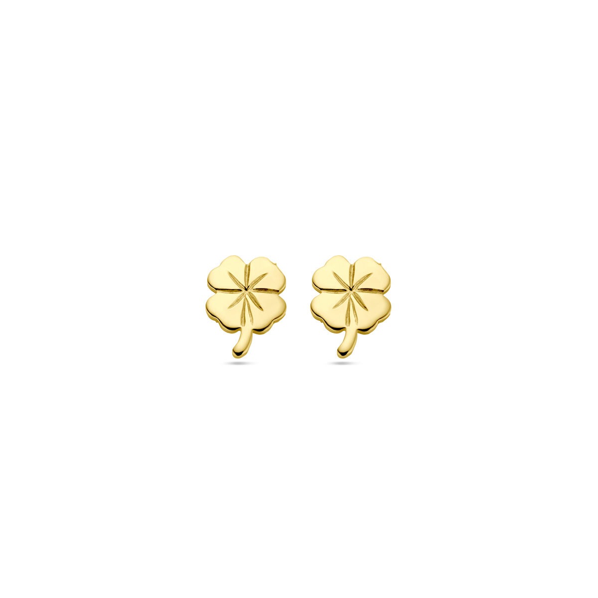Pendientes de oro amarillo de 14k con forma de trébol.