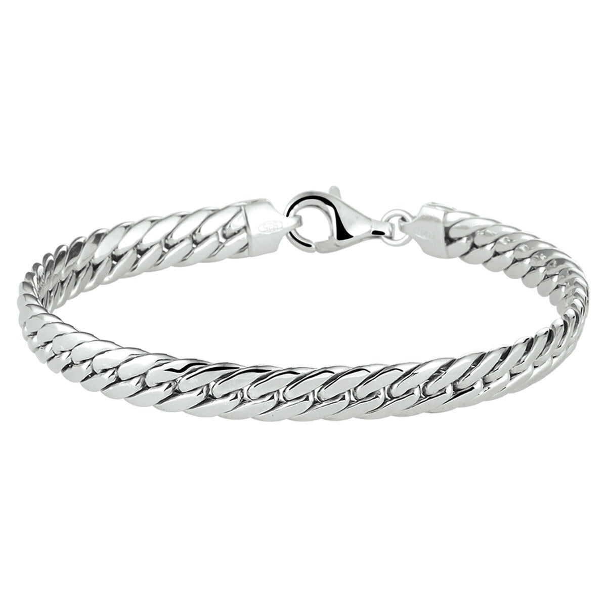 Pulsera gourmette plateada, con acabado en rodio, de 925, con cierre de langosta.