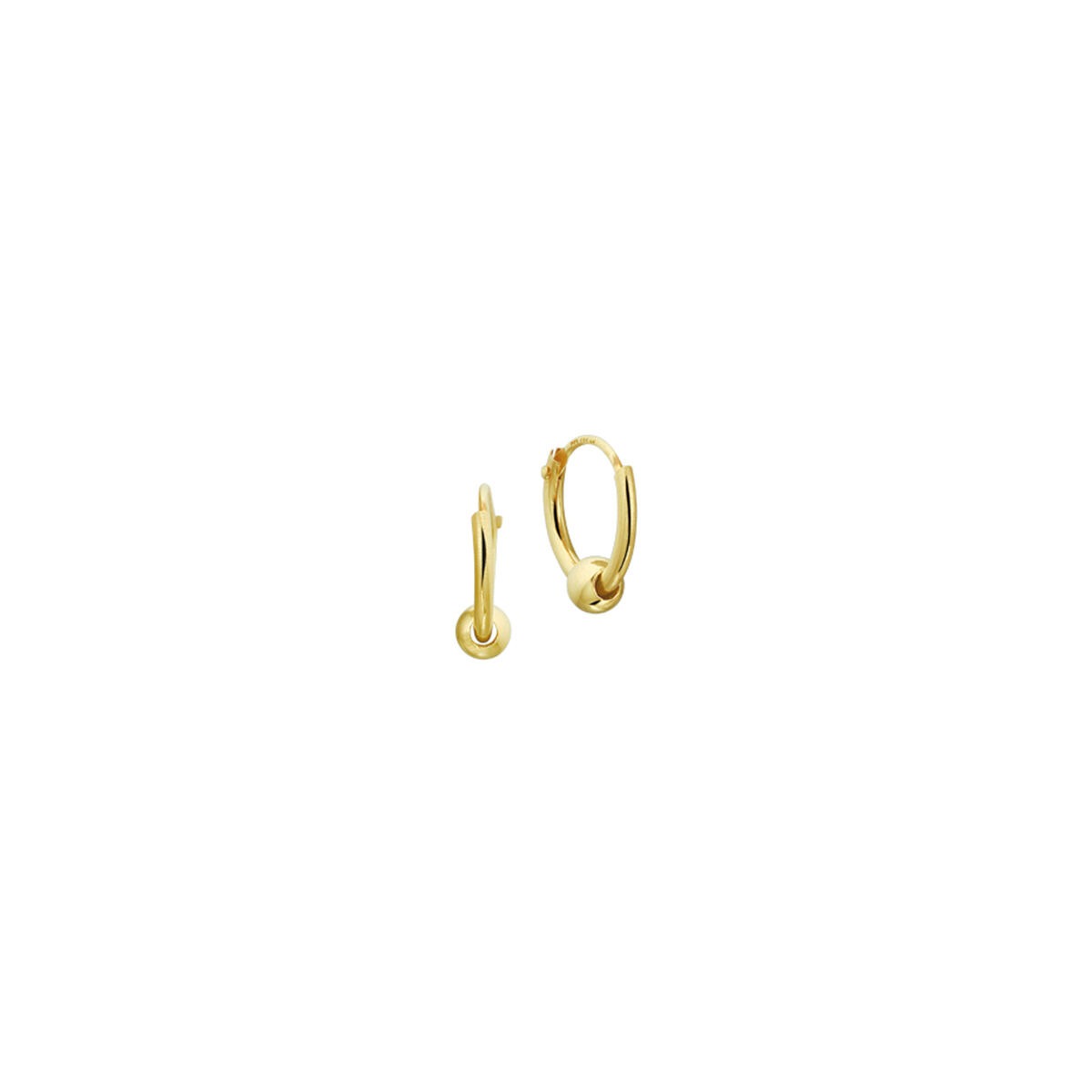 Pendientes de aro de oro amarillo de 14 quilates con bola.