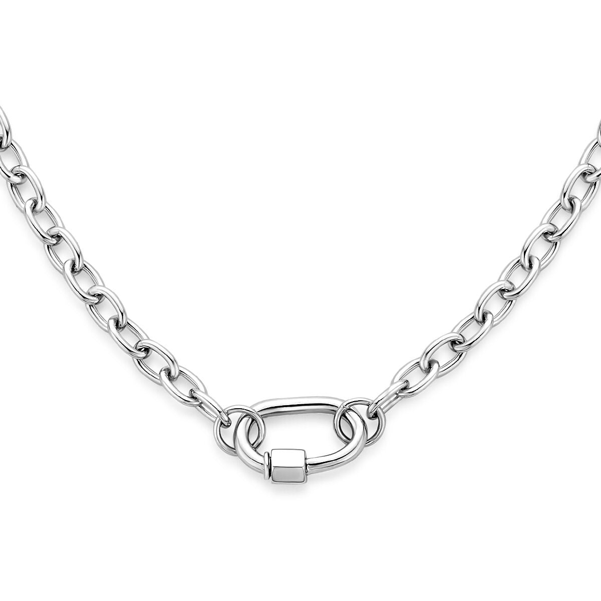 Cadena de plata de 925 con conector, diseño sencillo y eslabones ovalados.