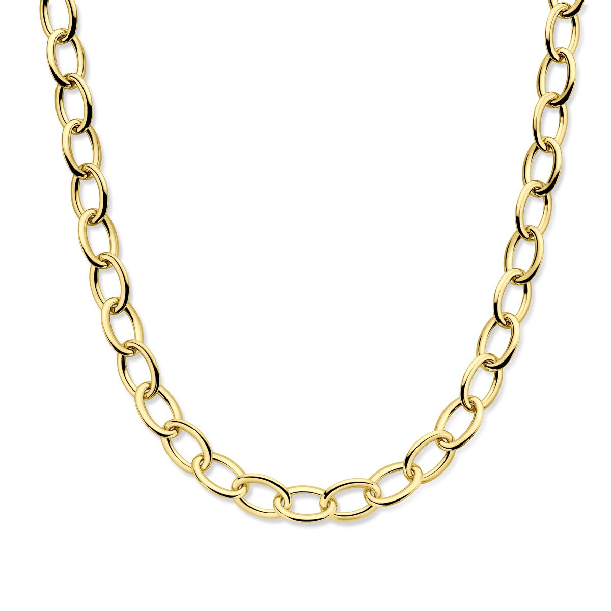 Collar de oro amarillo de 14k con eslabones de hilo, 13 mm de ancho.