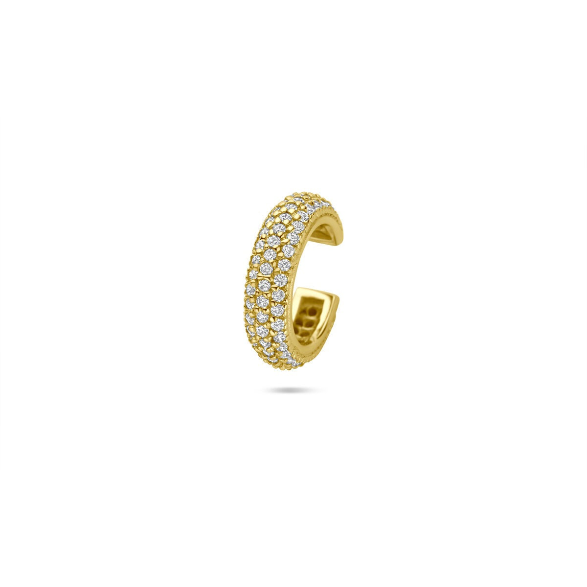 Ear cuff dorado de plata con circonitas brillantes.