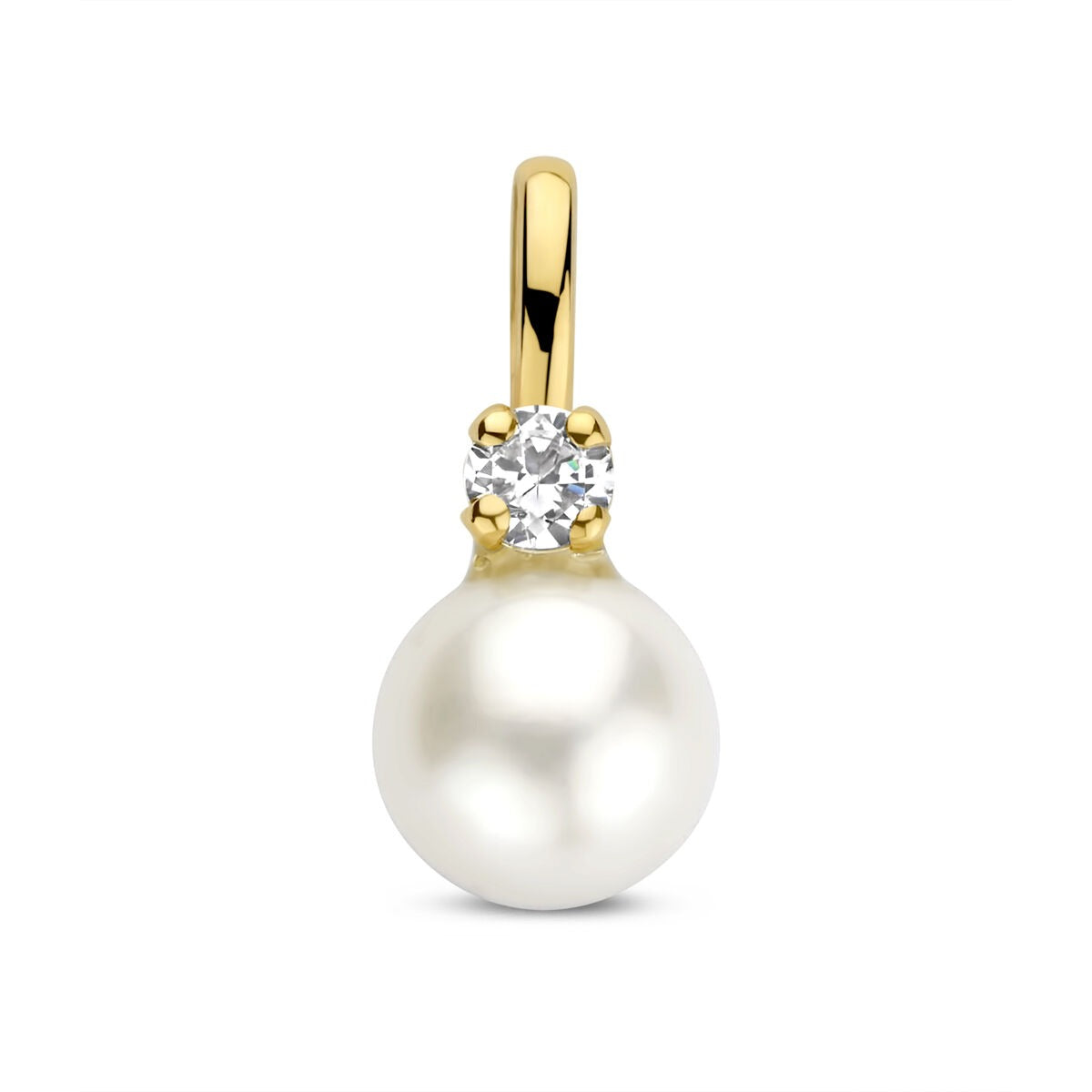 Colgante de oro amarillo con perla y circonitas.